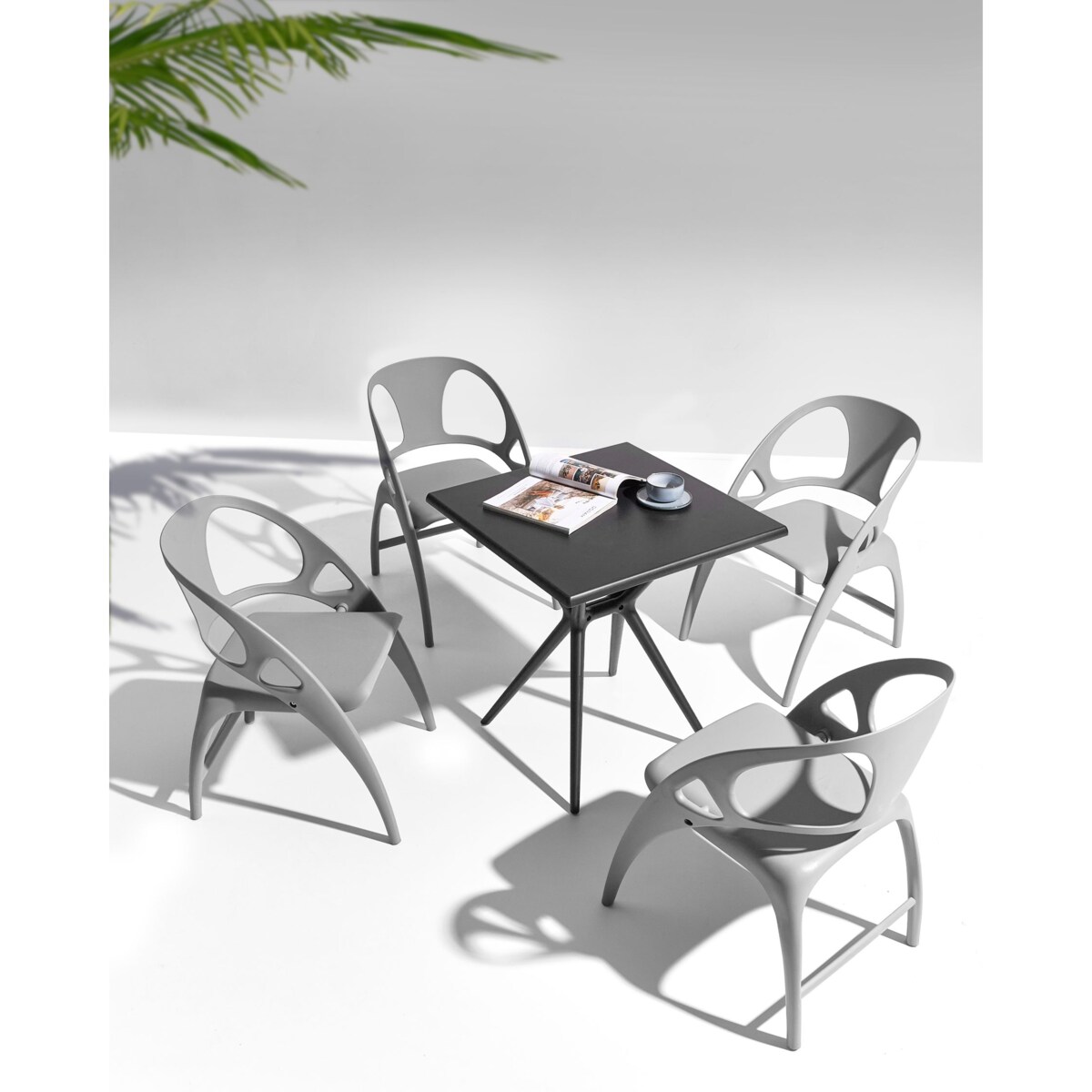 Zestaw 4 krzeseł ogrodowych Składane NEMI Szary