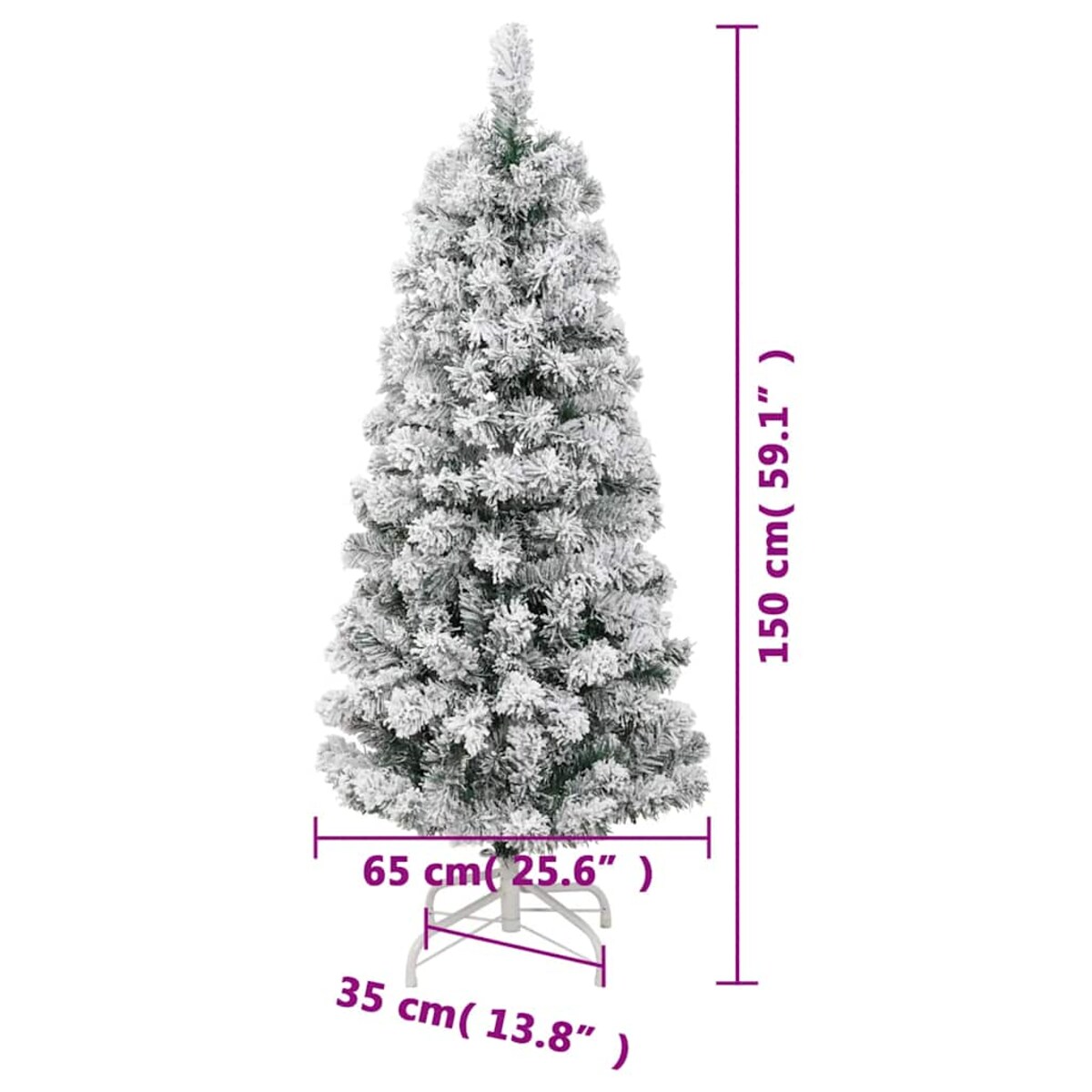 vidaXL Sztuczna choinka zawiasowa, ośnieżona, 150 cm