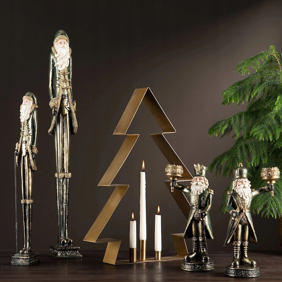 ŚWIĘTY MIKOŁAJ FIGURKA WYSOKA ŚWIĄTECZNA BOŻE NARODZENIE ZŁOTA RETRO 60cm