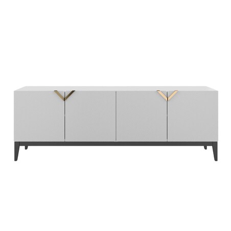 Drewniana komoda Visby DEMI LONG / kolor biały + czarne nogi