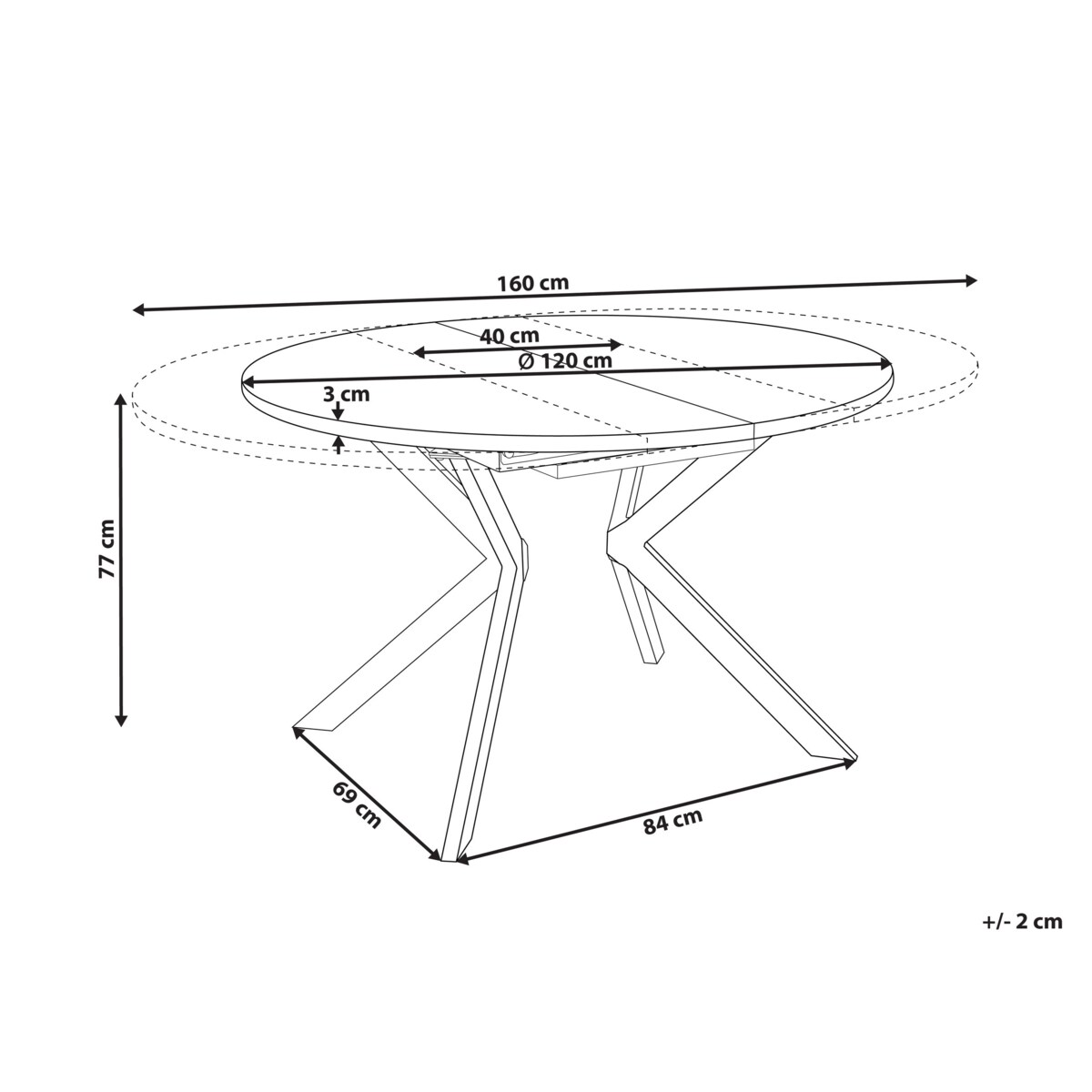 Stół do jadalni rozkładany CARLEA Jasnobrązowy 120/160 cm 120 cm