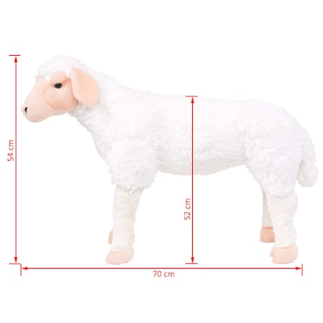 vidaXL Pluszowa owca, stojąca, biała, XXL