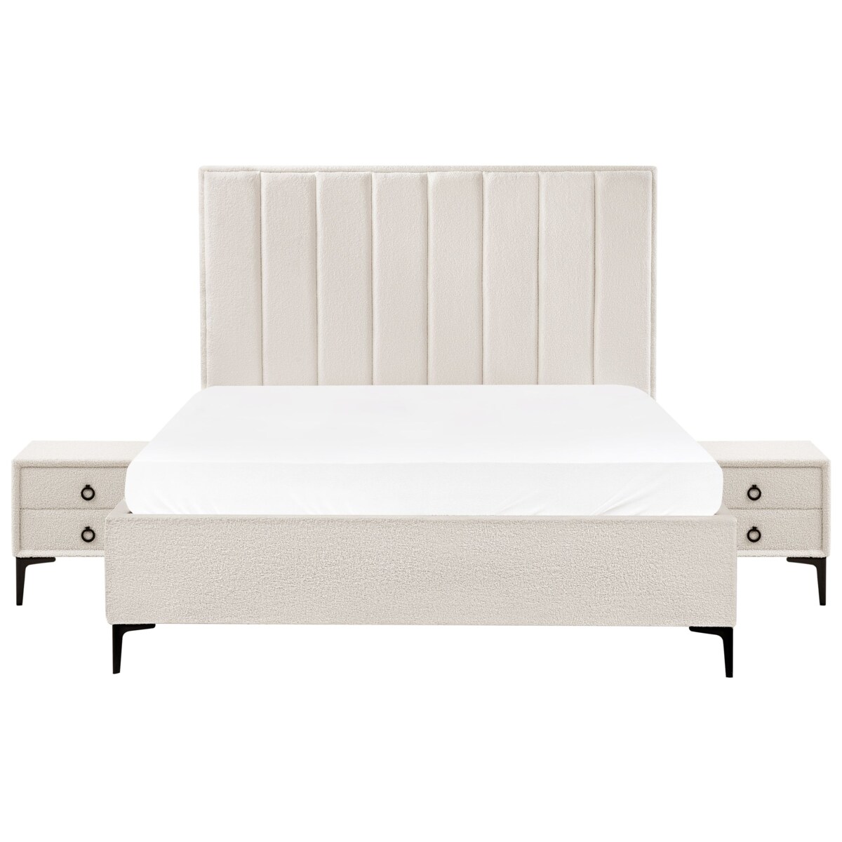 Zestaw do sypialni Boucle SEZANNE 160 x 200 cm Złamana biel