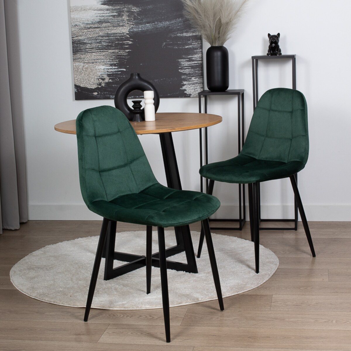 Krzesło tapicerowane do salonu jadalni welurowe pikowane nowoczesne