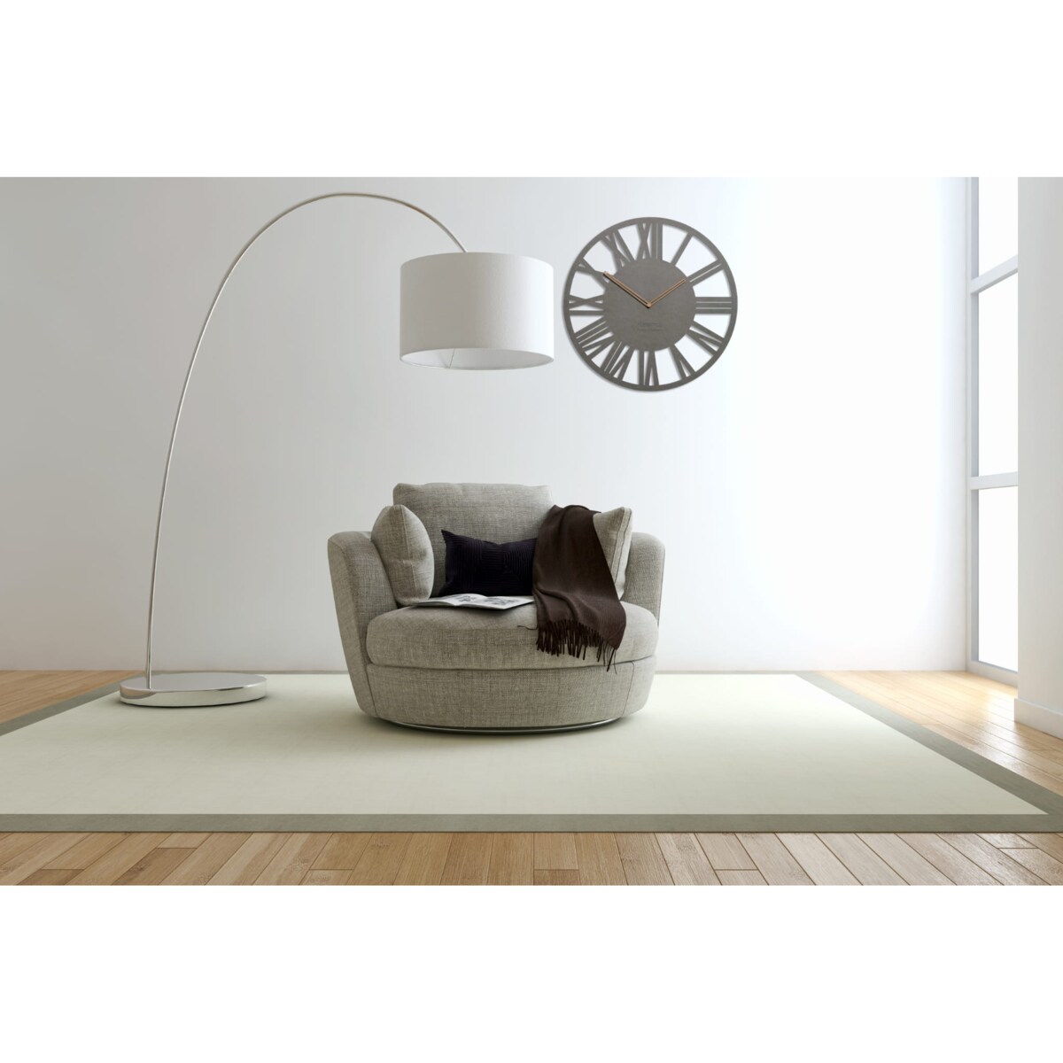 Duży zegar Loft Adulto 50cm szary