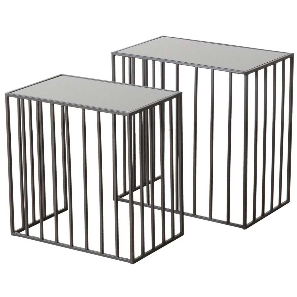 Stoliki do salonu metalowe JORIS, lustrzany blat, 2 sztuki