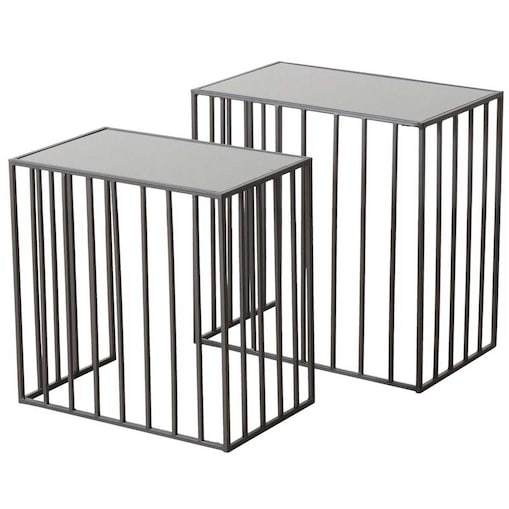 Stoliki do salonu metalowe JORIS, lustrzany blat, 2 sztuki