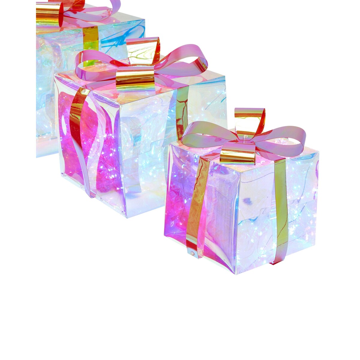 Zestaw 3 dekoracji LED prezenty świąteczne 25 cm wielokolorowy CAPELLA