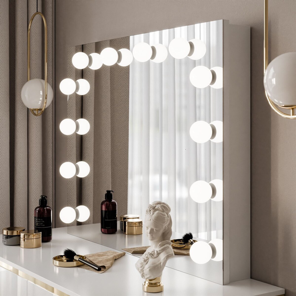 Toaletka AURORA-S ELITE z lustrem biały połysk