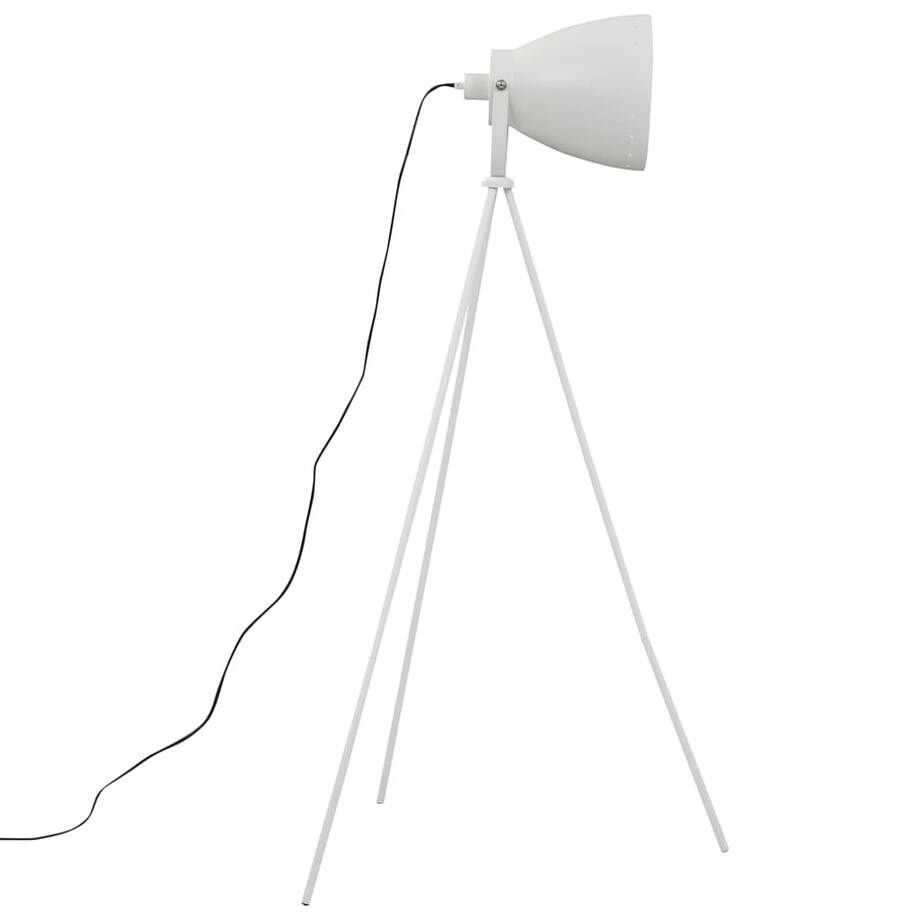 vidaXL Lampa podłogowa na trójnogu, metalowa, biała, E27