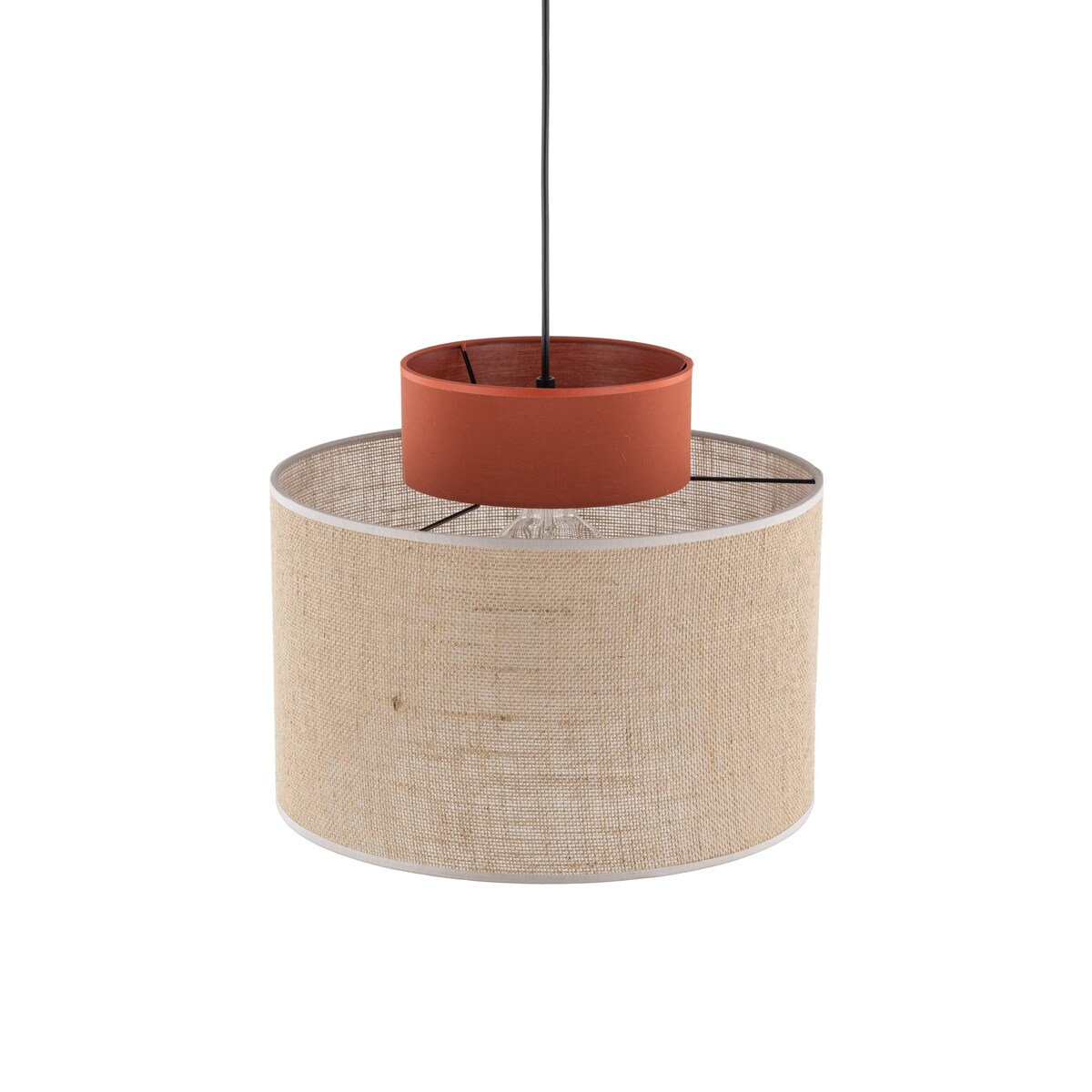 Lampa wisząca TK Lighting DUO JUTA BROWN 3139 E27 czarno-ceglasta z jutą regulowana do salonu kuchni jadalni