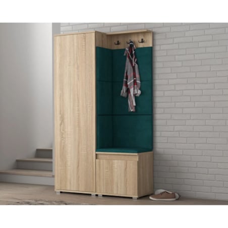 Garderoba do przedpokoju SINGAPUR 104 dąb sonoma/zielony