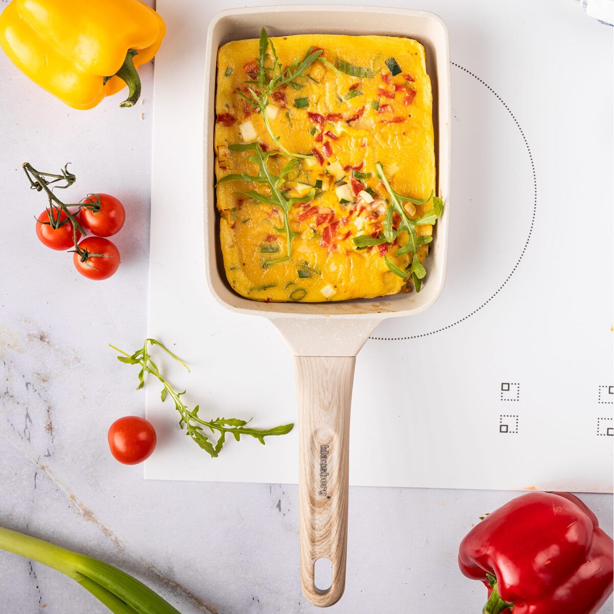 Patelnia tradycyjna marmurkowa prostokątna głęboka 18x14cm BEŻOWA KLAUSBERG