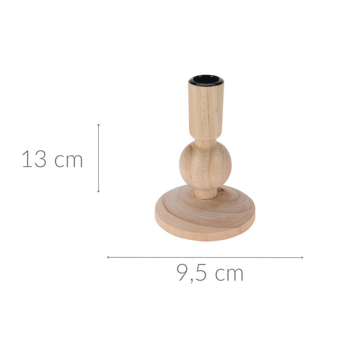 Drewniany świecznik, naturalny, wys. 13 cm