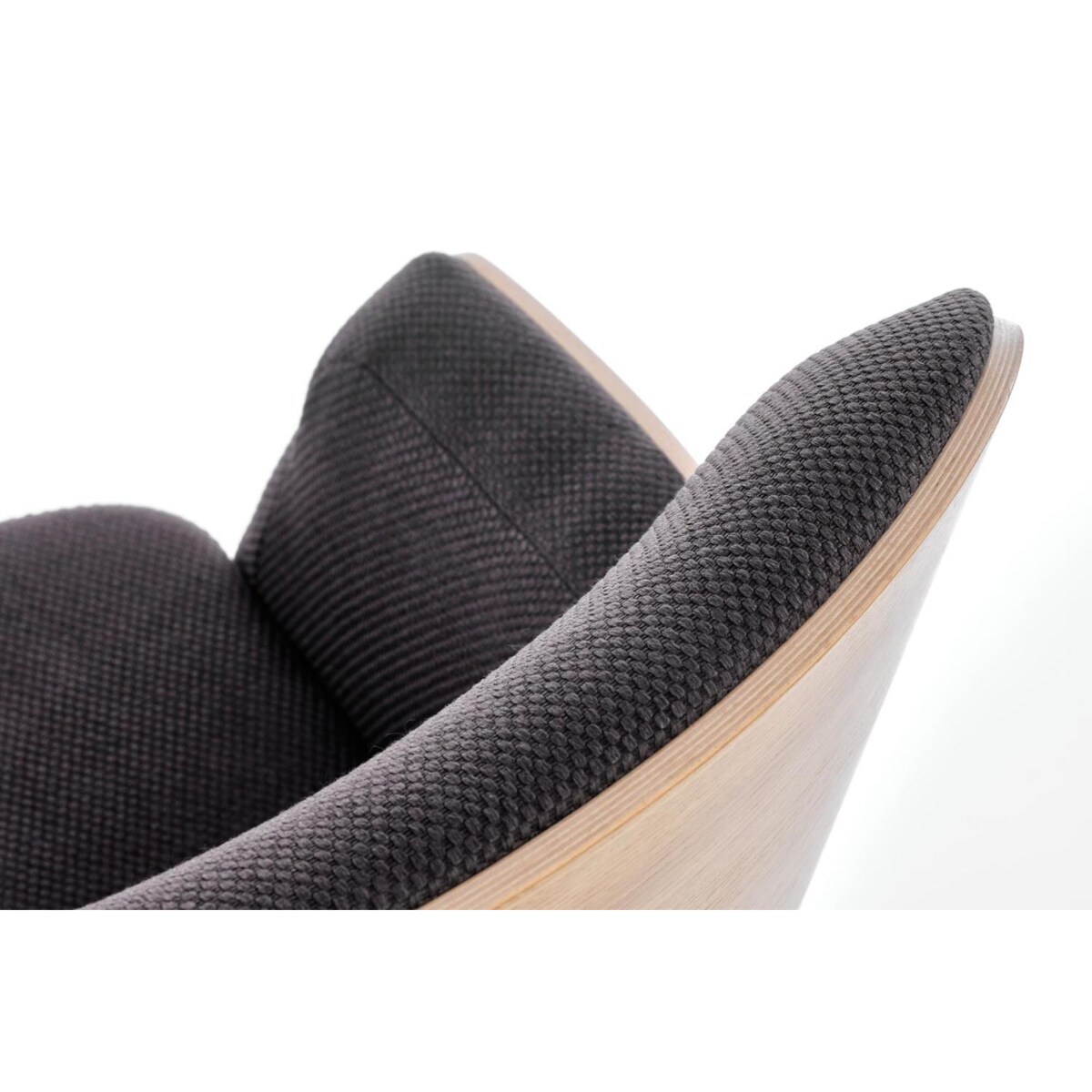 FOTEL TAPICEROWANY Calderon szary OKLEINA DĄB czarne płozy