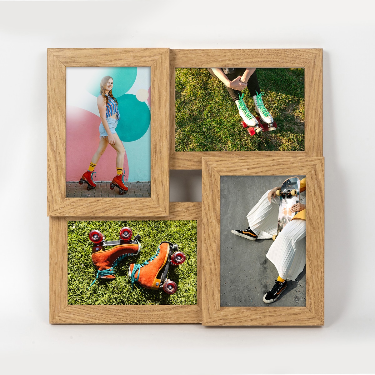 Multirama ramka na zdjęcia. Kolor dębowy multirama na cztery zdjęcia 10x15 cm Ramka na zdjęcia 4 w 1 MULTI HEN 01 FRAMAI