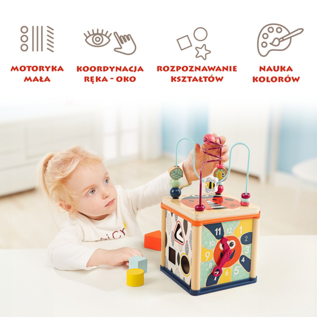 Kostka edukacyjna dla niemowląt z sorterem i labiryntem 12 mies.+ Top Bright