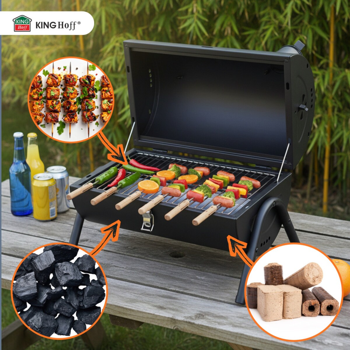 Grill ogrodowy, węglowy, przenośny, turystyczny, KINGHOFF