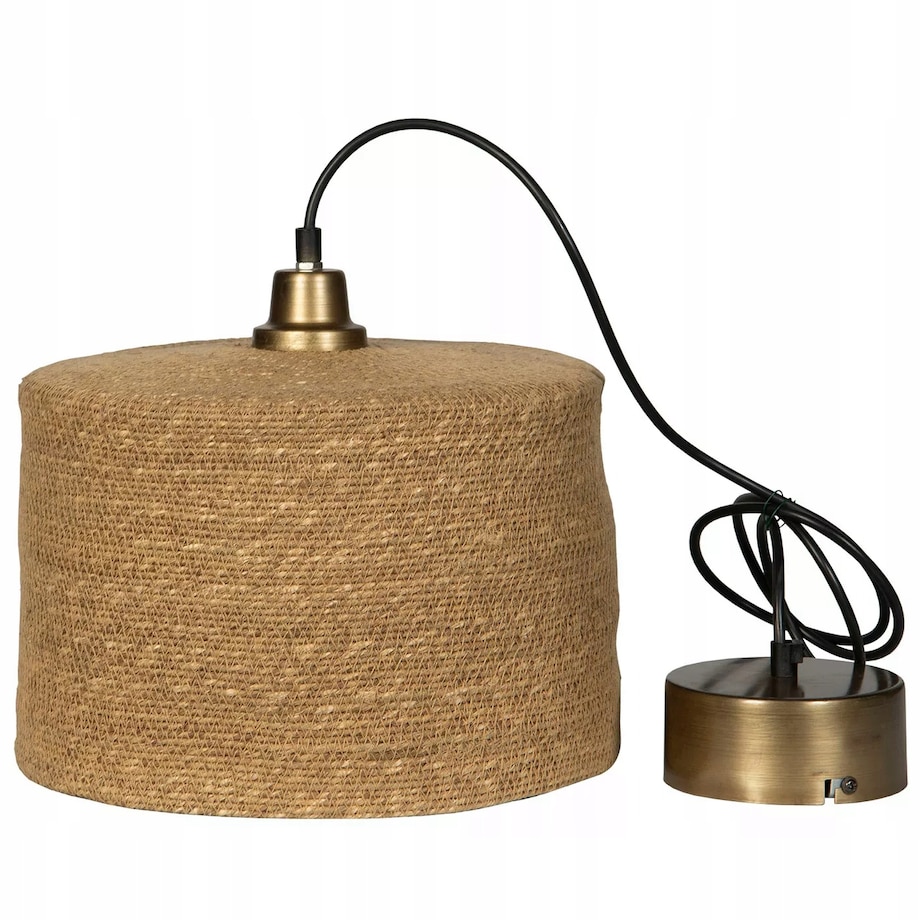 LAMPA SUFITOWA WISZĄCA E27 NAD STÓŁ JUTOWA BOHO duża 30cm do salonu kuchni