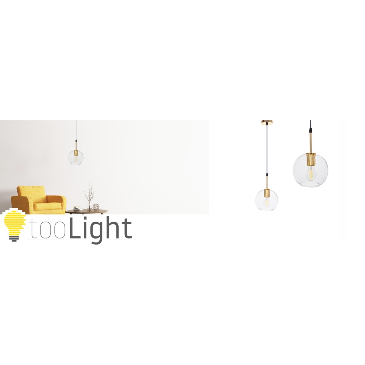 Lampa Wisząca Szklana Kula Złota Nowoczesna