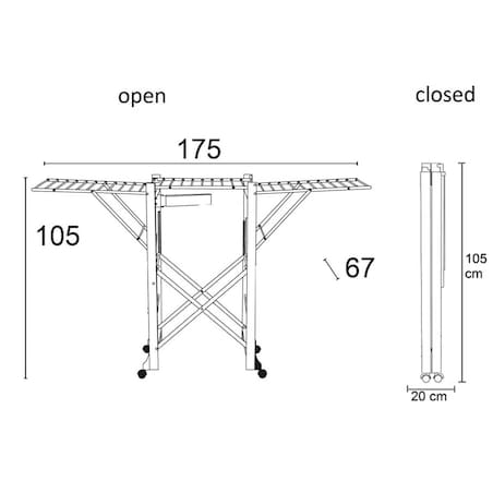 ARREDAMENTI AIRONE Suszarka na pranie - 175 x105 cm, Brązowy
