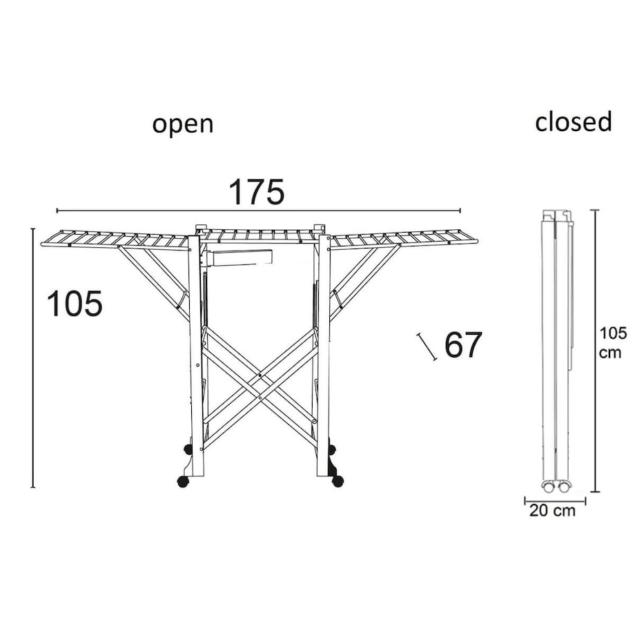 ARREDAMENTI AIRONE Suszarka na pranie - 175 x105 cm, Brązowy