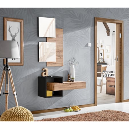 Zestaw mebli do przedpokoju EASY II dąb wotan/czarny mat