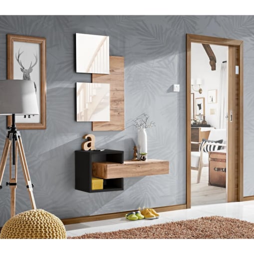 Zestaw mebli do przedpokoju EASY II dąb wotan/czarny mat