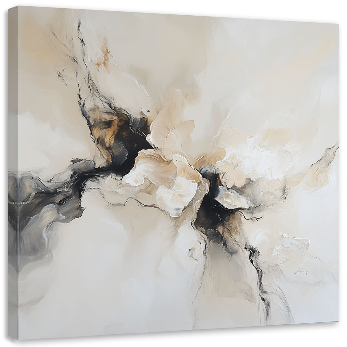 Feeby Obraz na płótnie, Abstrakcja beżowy czarny imitacja farby 30x30