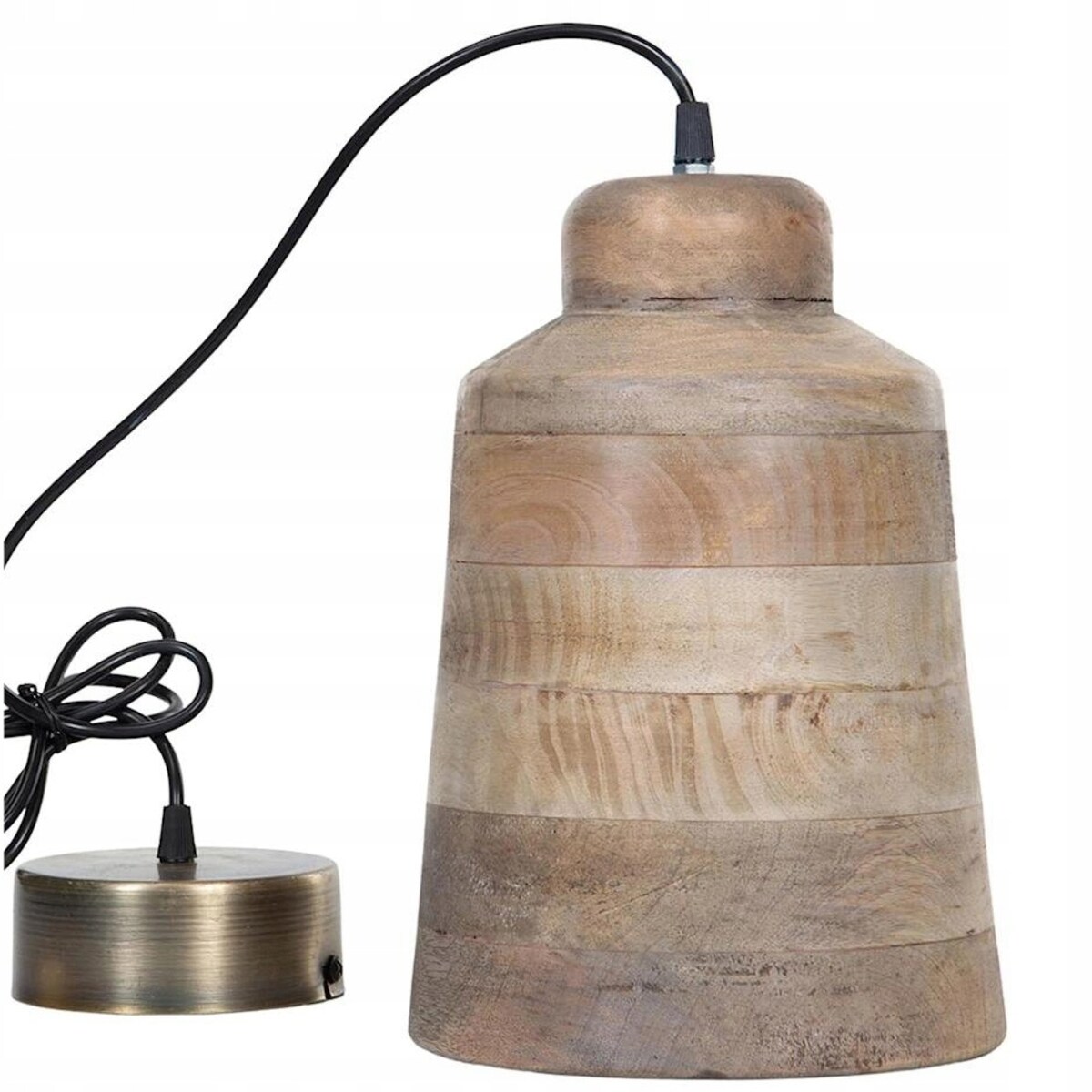 LAMPA SUFITOWA WISZĄCA NAD STÓŁ BOHO DREWNIANA NATURALNA DO SALONU 30cm