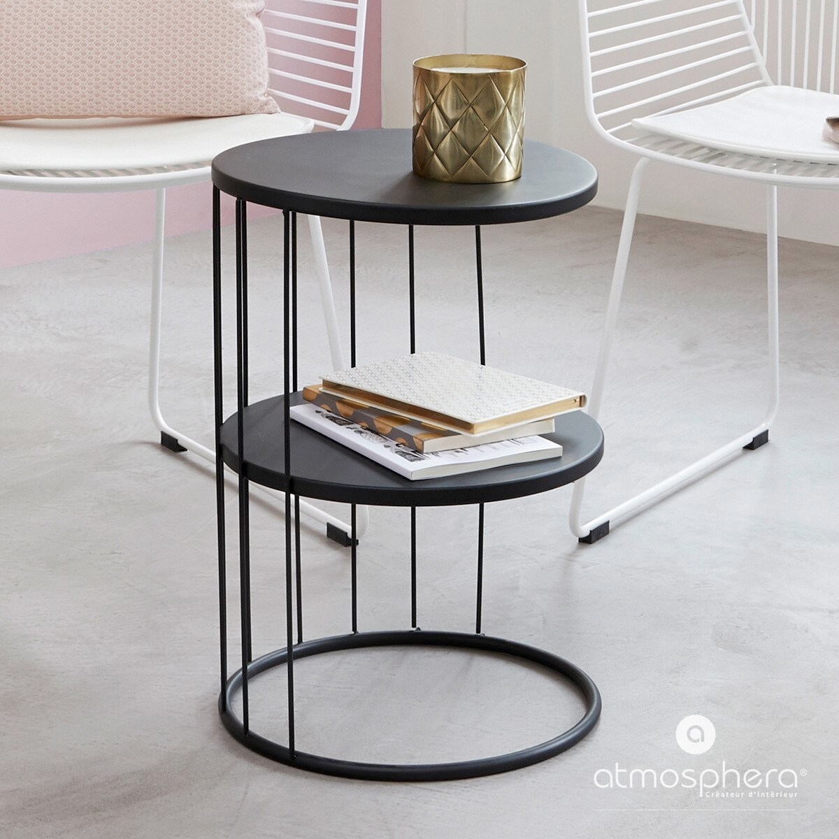 Stolik kawowy KOBU, 2 poziomy, Ø 36 cm