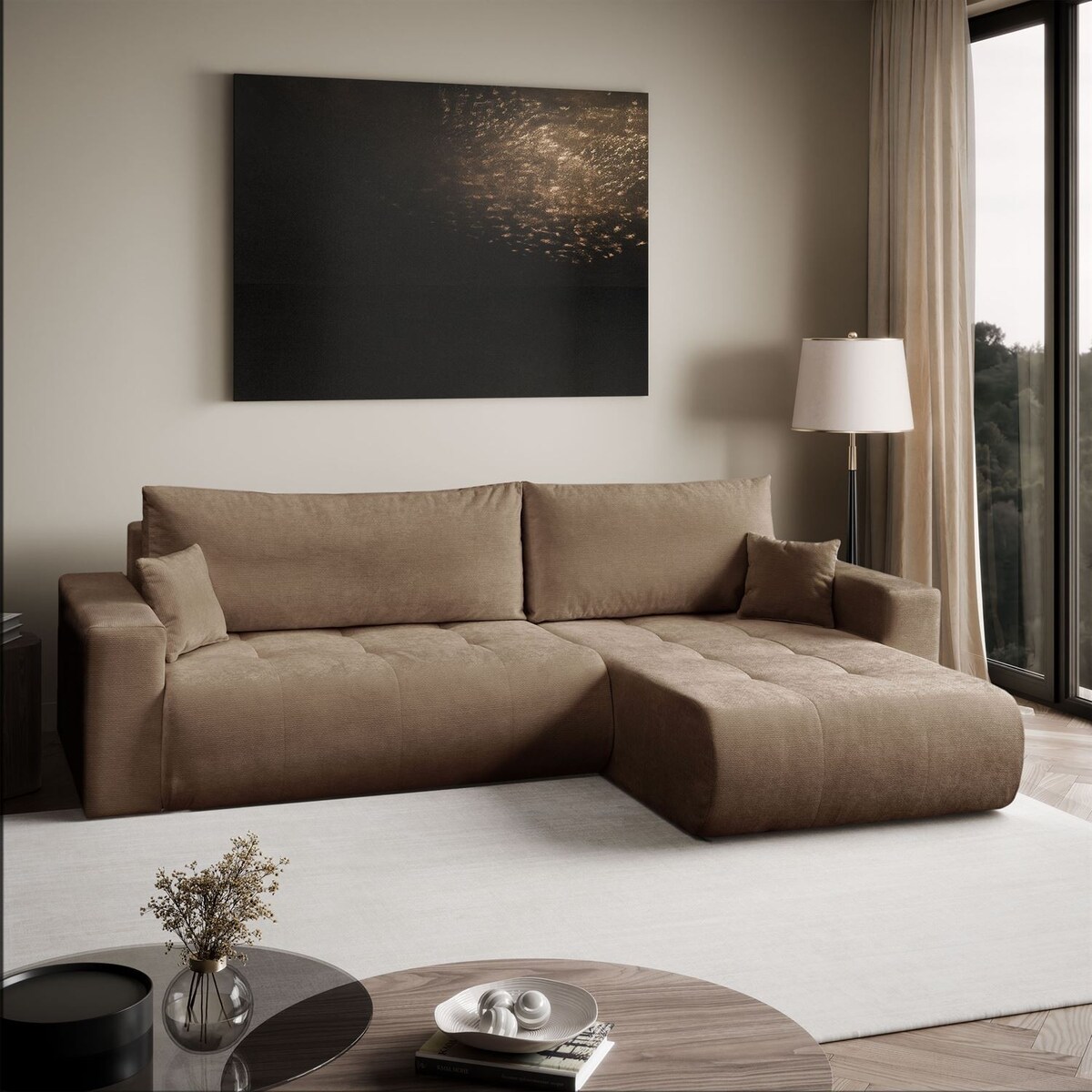 Narożnik tapicerowany CLOUD II XL z funkcją spania, Vibe 19