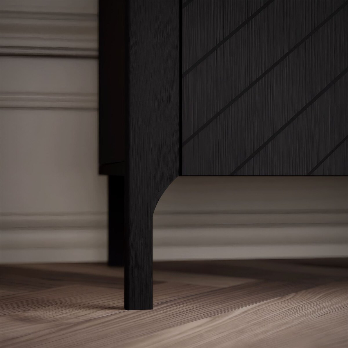 Dwudrzwiowa komoda z szufladami LUMI, czarna