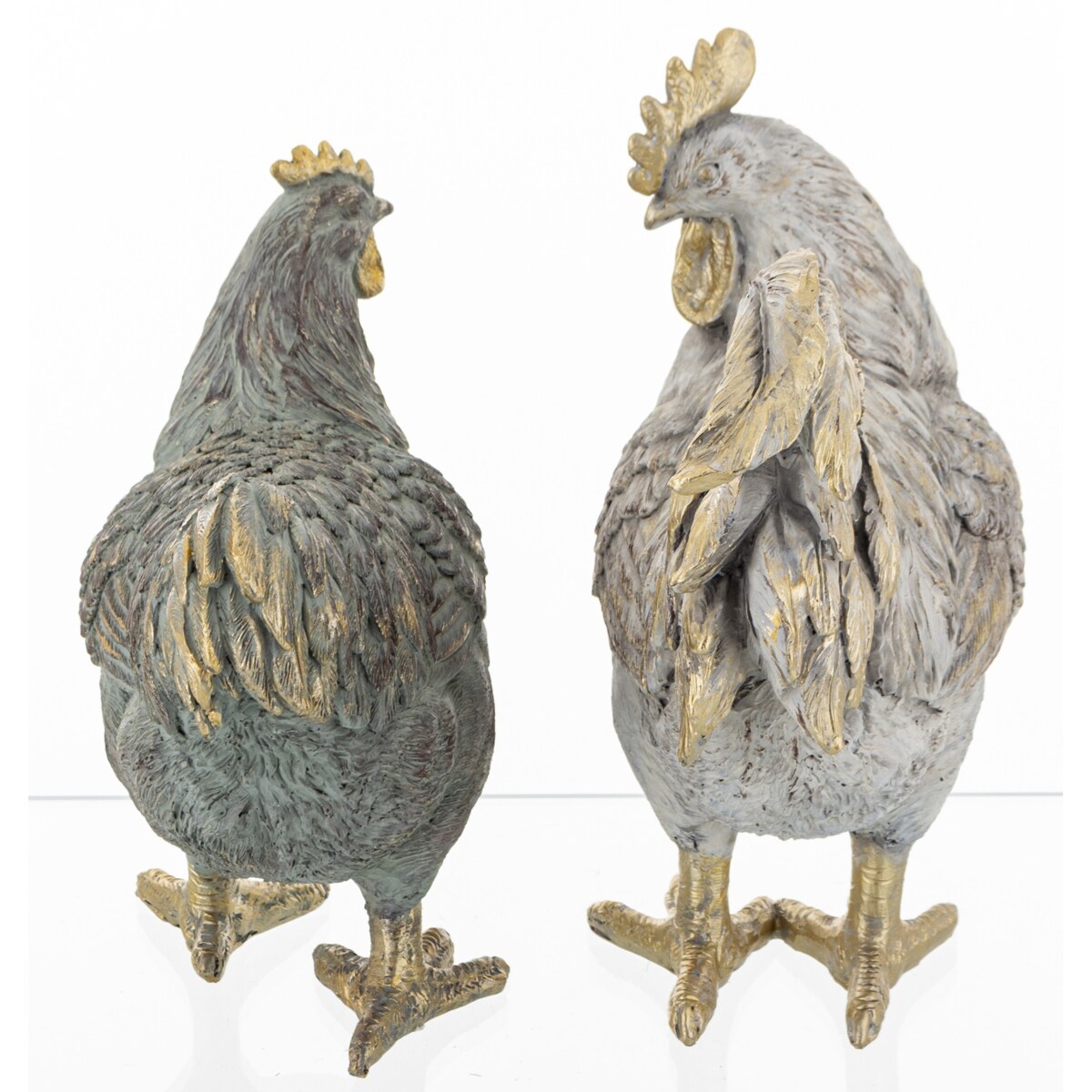 Dekoracja - para kogut i kura 21x9x19 i 18x9x15,5 cm PLOMFEE-2 szary