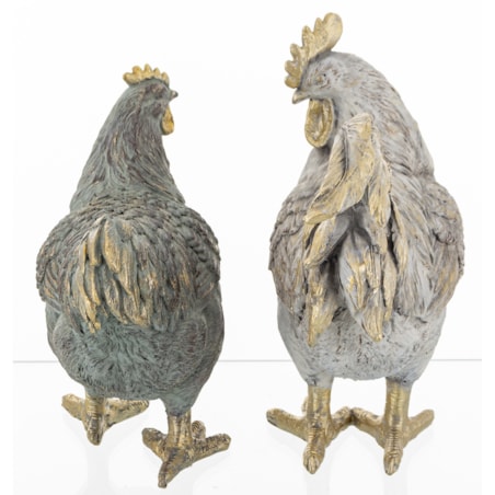 Dekoracja - para kogut i kura 21x9x19 i 18x9x15,5 cm PLOMFEE-2 szary