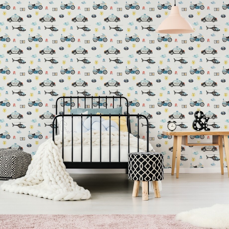 Tapeta Dla Dzieci POLICJA Auta Motory Helikoptery