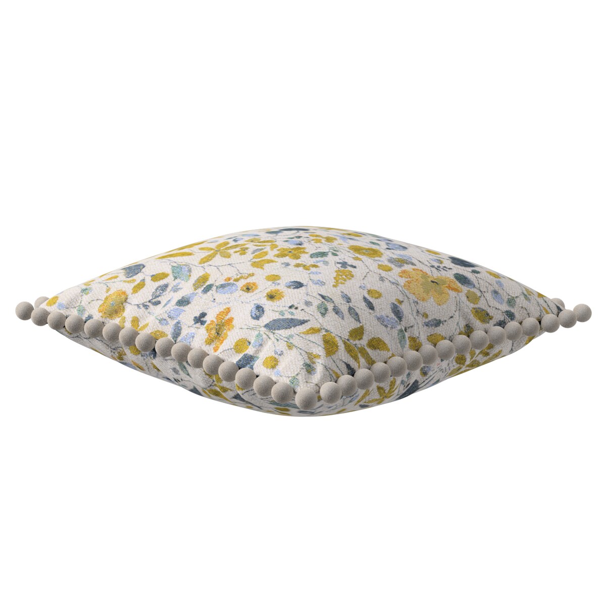 Poszewka Wera na poduszkę 45x45 żółto-niebieskie kwiaty na kremowym tle