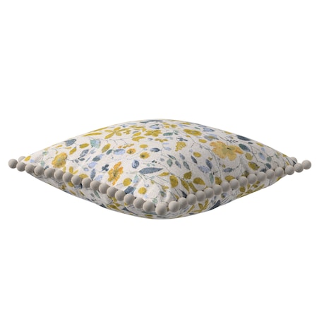 Poszewka Wera na poduszkę 45x45 żółto-niebieskie kwiaty na kremowym tle