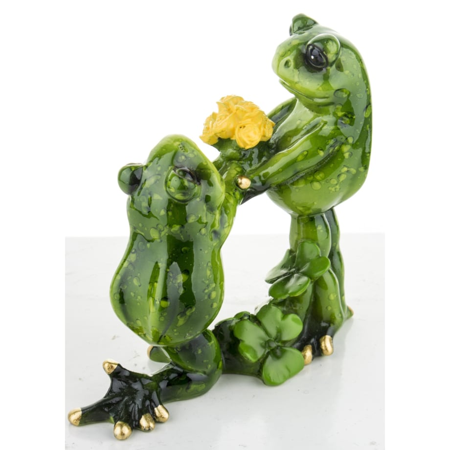 Dekoracja - para zielonych żabek 11x11x4,5 cm RANE z kwiatami PROPOSTA