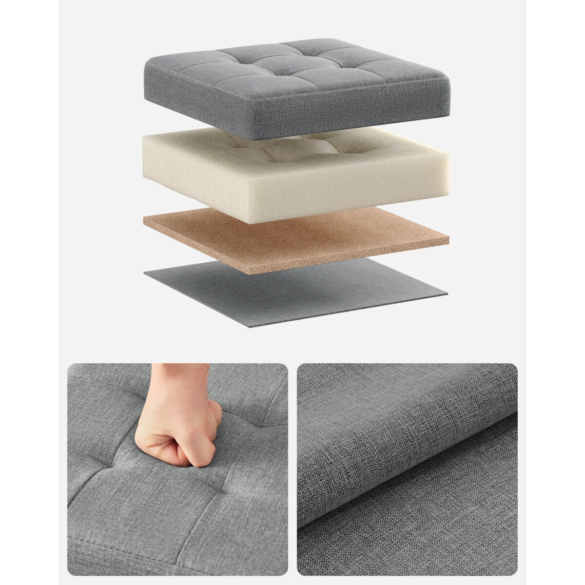 Pufa 30X30X30 Cm Jasnoszary