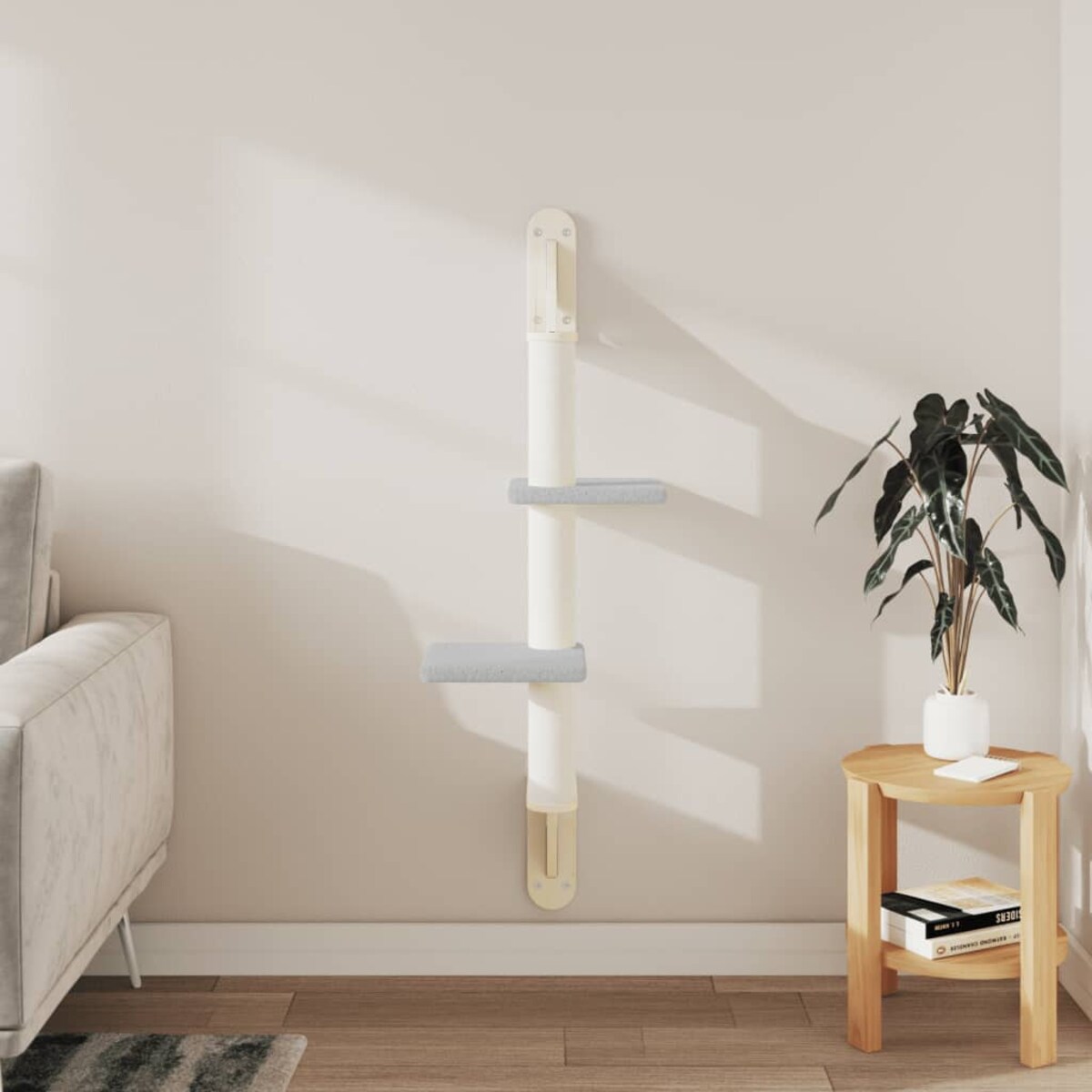 vidaXL Ścienne drzewko dla kota z drapakiem, jasnoszare, 108 cm