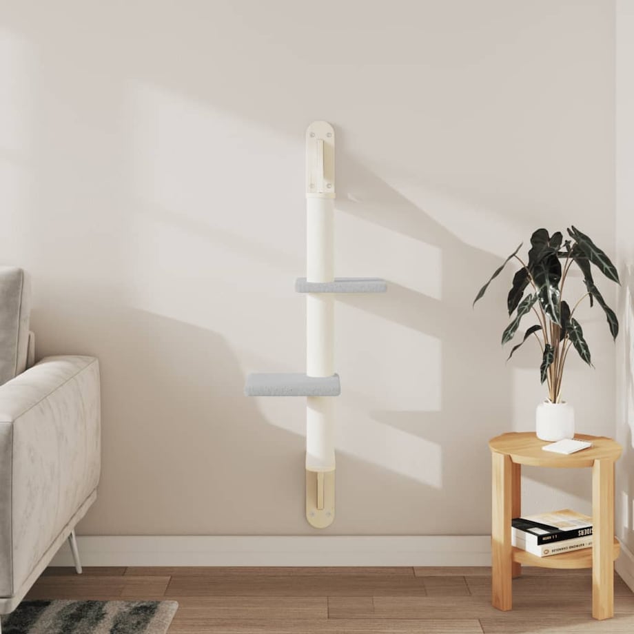 vidaXL Ścienne drzewko dla kota z drapakiem, jasnoszare, 108 cm