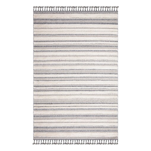 Dywan z frędzlami Cut&Loop Boho-Chic Paski Valora 8070 Szary Krem 80x150