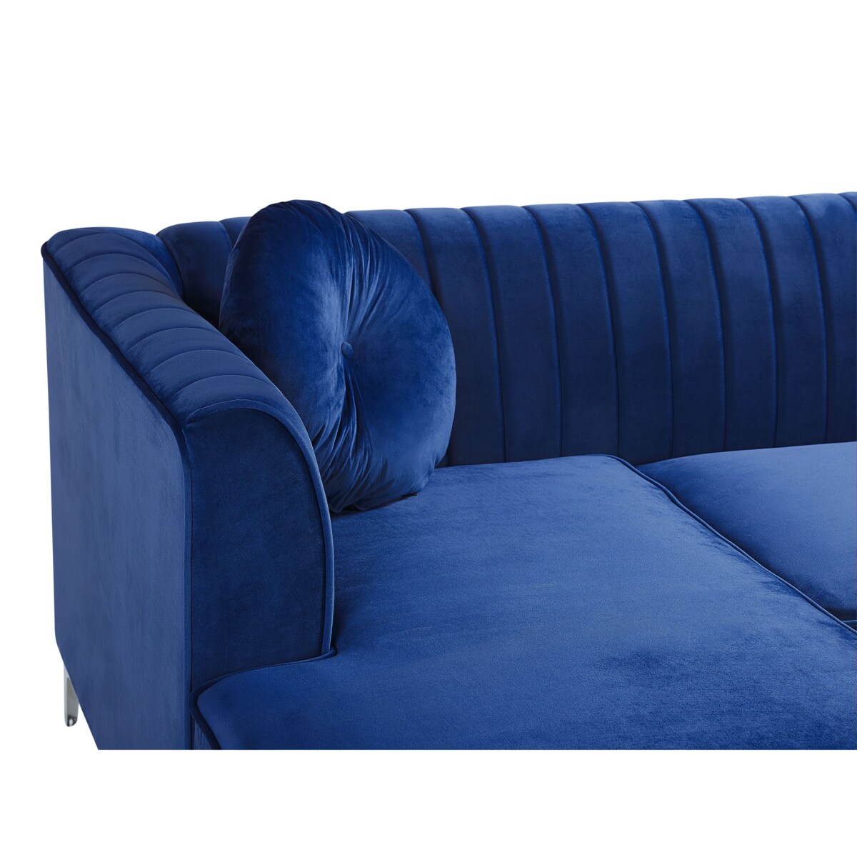 Narożnik welurowy prawostronny niebieski TIMRA