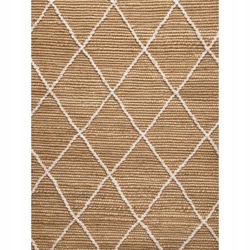 Dywan jutowy do salonu 120x180cm, naturalny bezowy dywan z juty wzór boho