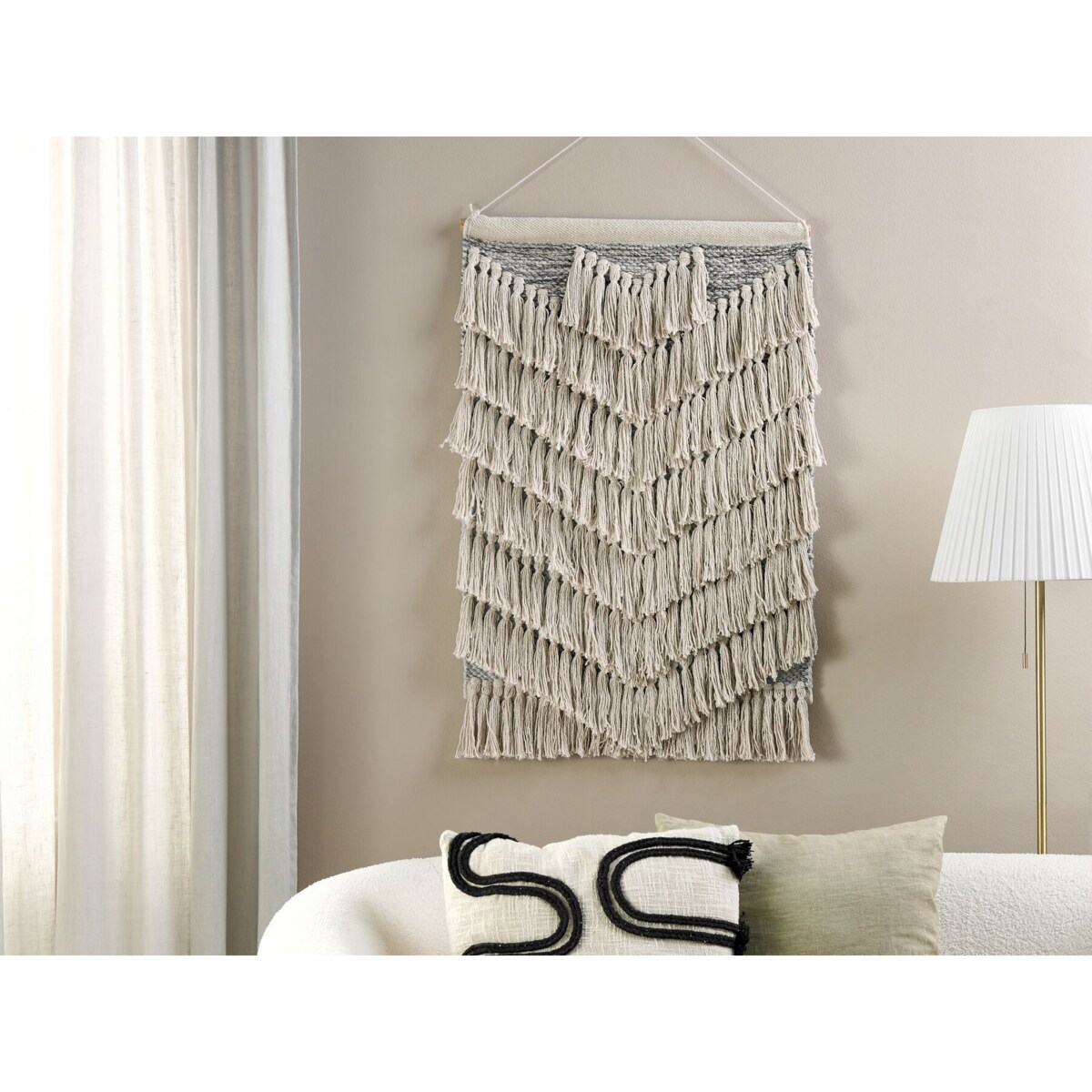 Dekoracja ścienna z frędzlami beżowa KOTRA