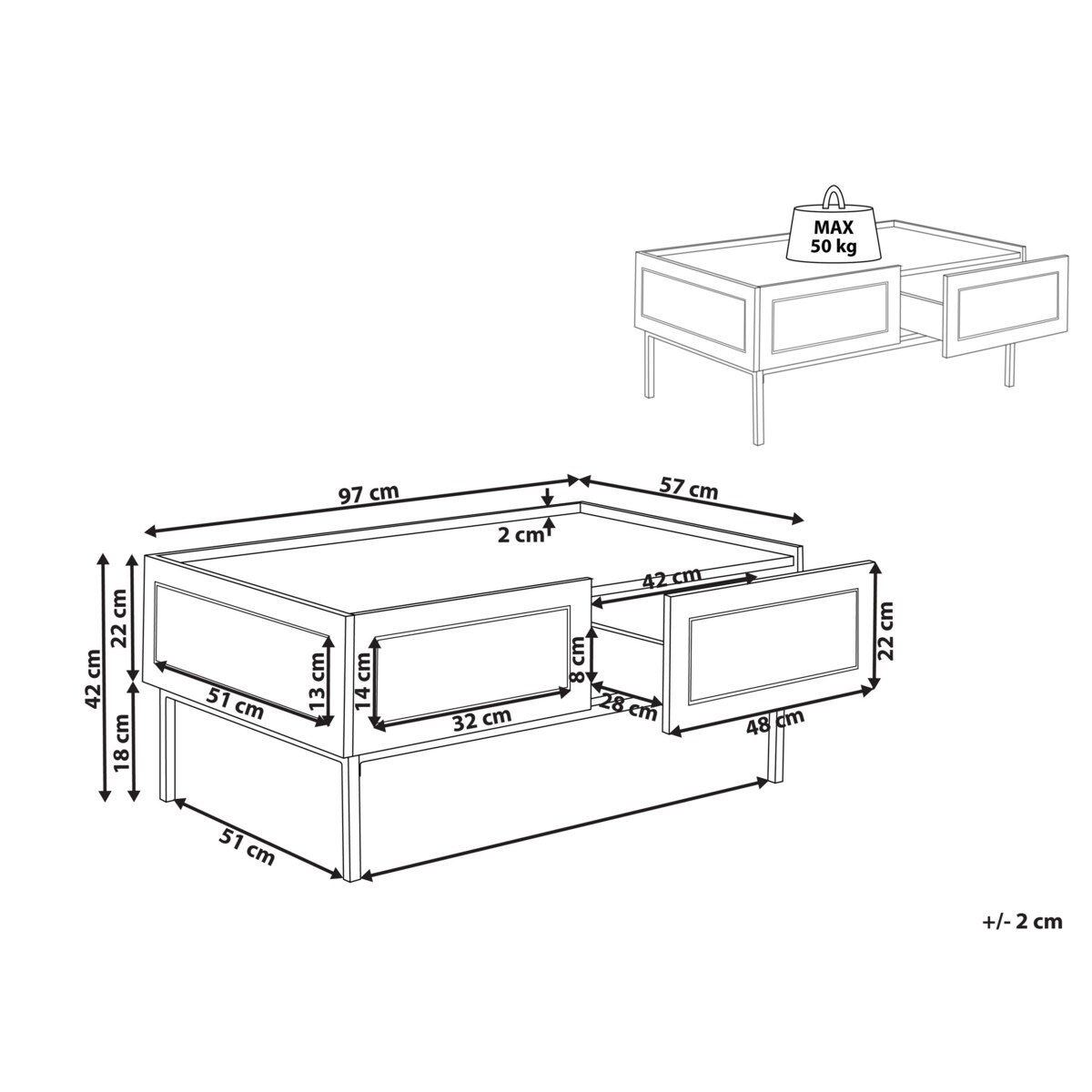 Stolik kawowy Z miejscem do przechowywania MDF Czarny CULLEN