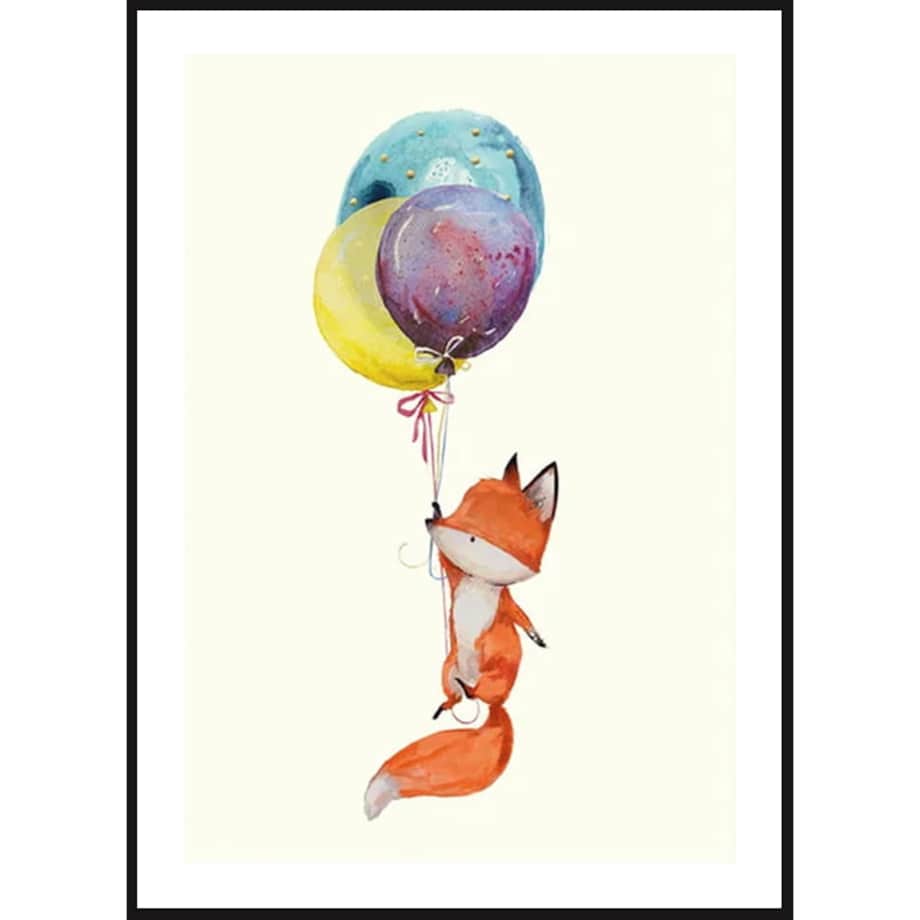 Poster Story, Plakat, Obraz - Lisek z Balonami, wymiary 70 x 100 cm
