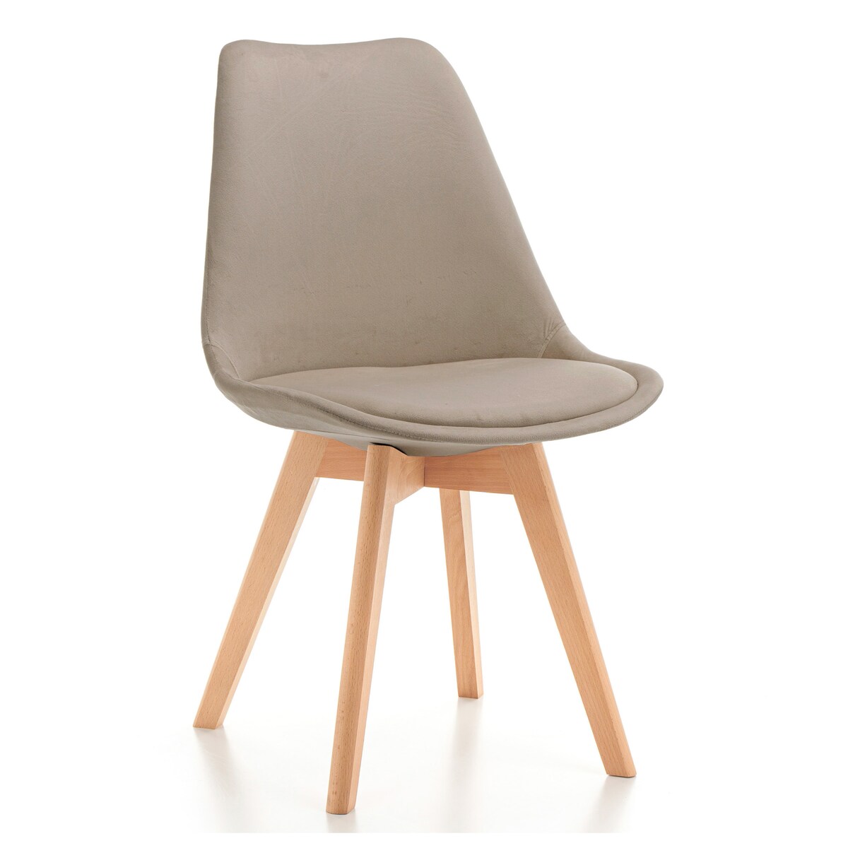 Krzesło skandynawskie z poduszką welurowe DUBLIN ciemnobeżowe