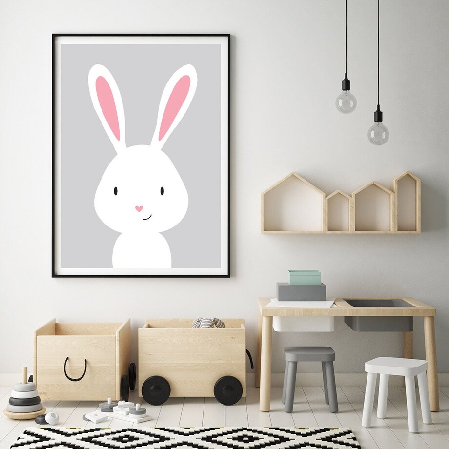 Plakat dla dzieci Królik szary 20x30
